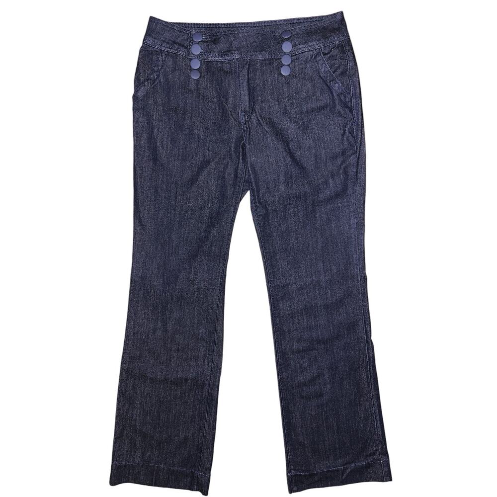 Flamingo 3 Button Wide Leg Dark Wash Stretch Jeans Large (32"x32")